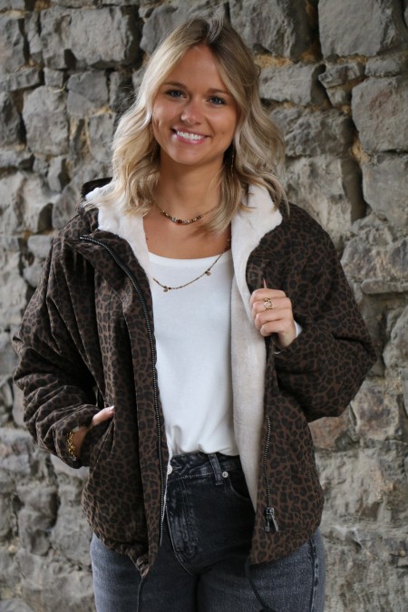 Veste courte léopard LAURE+MAX