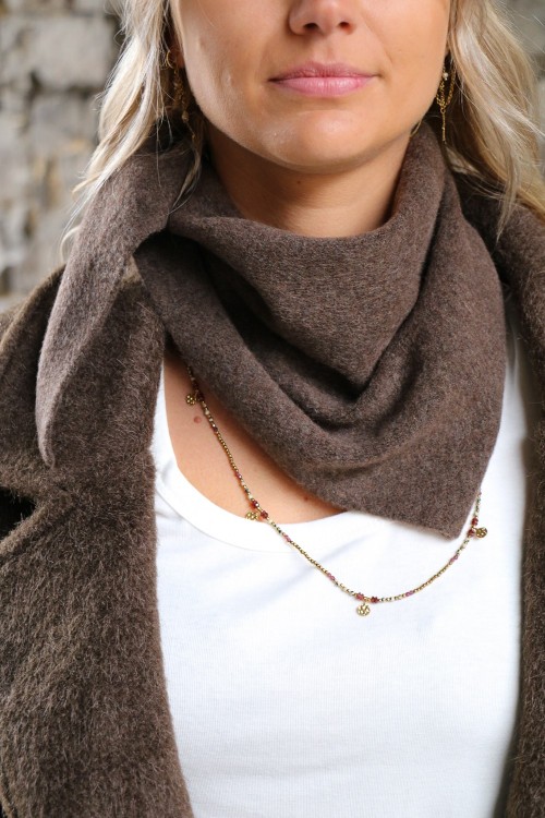 Petit foulard triangle marron