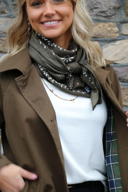 Foulard bandana kaki mi-long