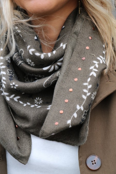 Foulard bandana kaki mi-long